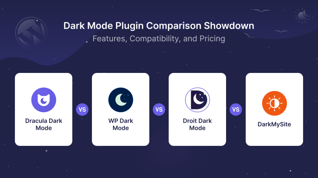 Dracula Dark Mode vs WP Dark Mode vs Droit Dark Mode vs DarkMySite